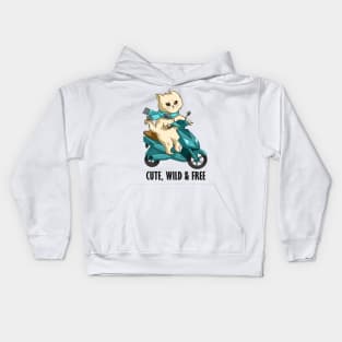 Cat with Scarf and Motorcycle Kids Hoodie